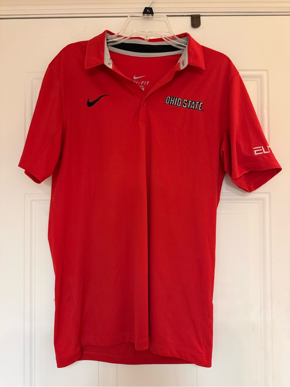 Nike Elite Ohio State Buckeyes Short Sleeve Polo Red Dri Fit shirt Mens Size S